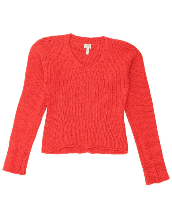 Armani Jeans Dame Crop V-hals Jumper Sweater UK 14 Large Red
