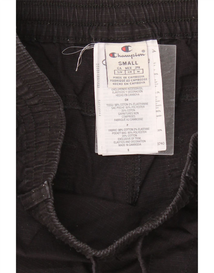 CHAMPION Mens Tapered Casual Trousers Small  Black Check Cotton
