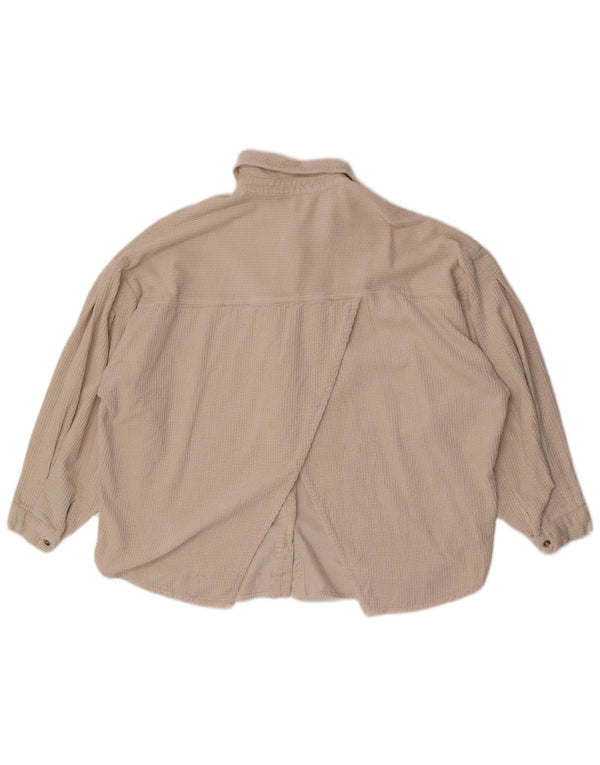 Zara Womens Oversized Corduroy Shirt UK 16 Large White Cotton