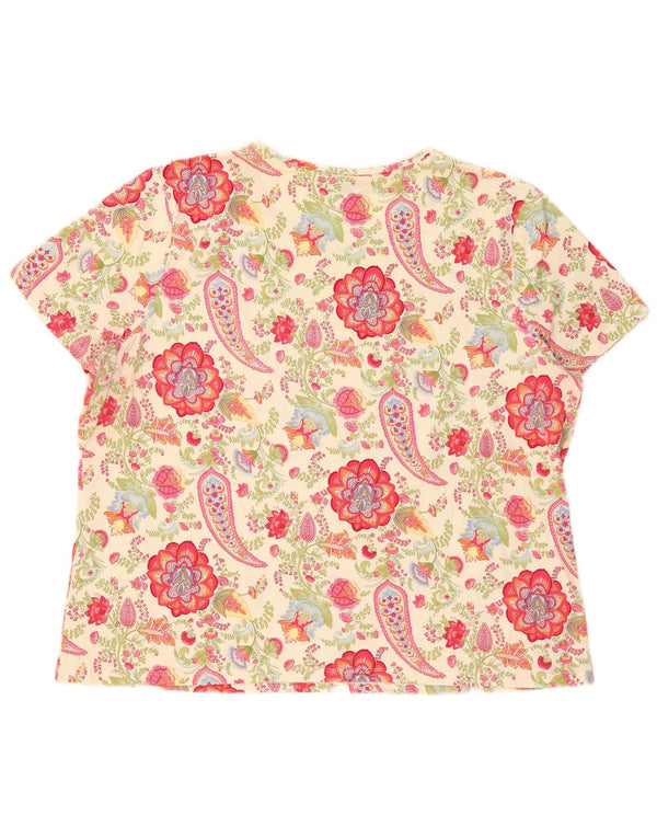 Lands End Dame Oversized T-Shirt Top UK 18/20 XL Flerfarvet Paisley