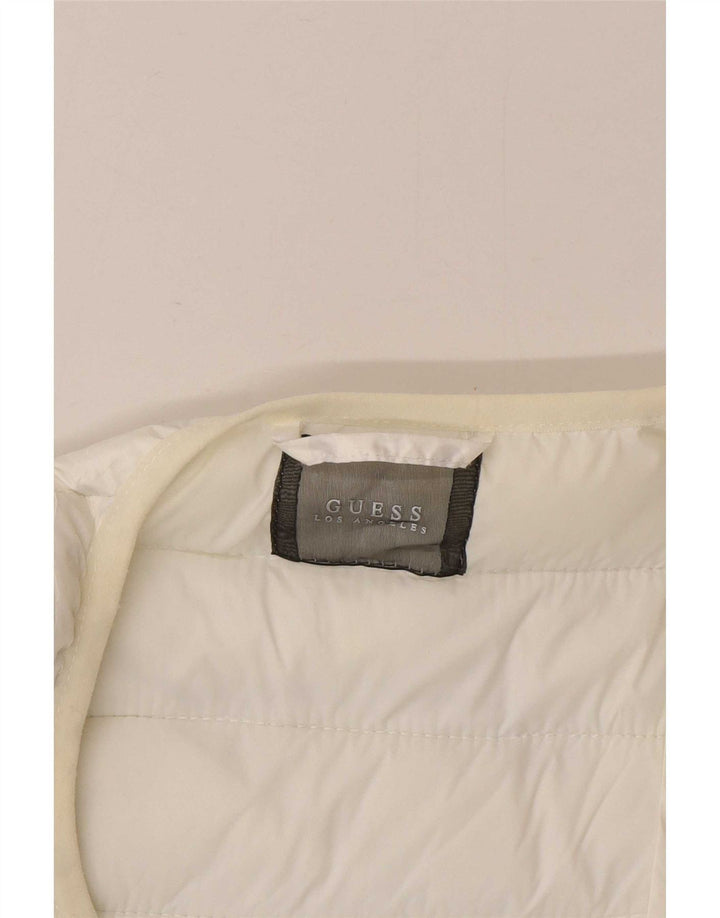 Guess polstret jakke til kvinder UK 6 XS Hvid plettet polyester