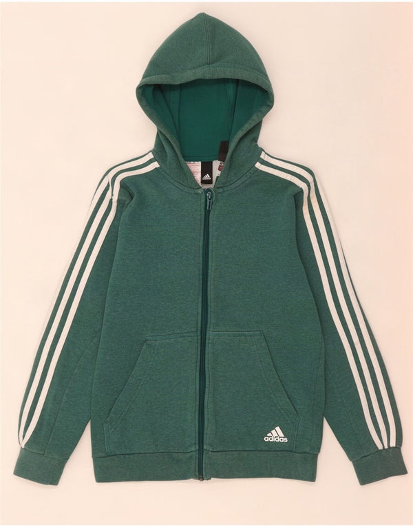 Adidas hættetrøje med lynlås til drenge 13-14 år Grøn bomuld