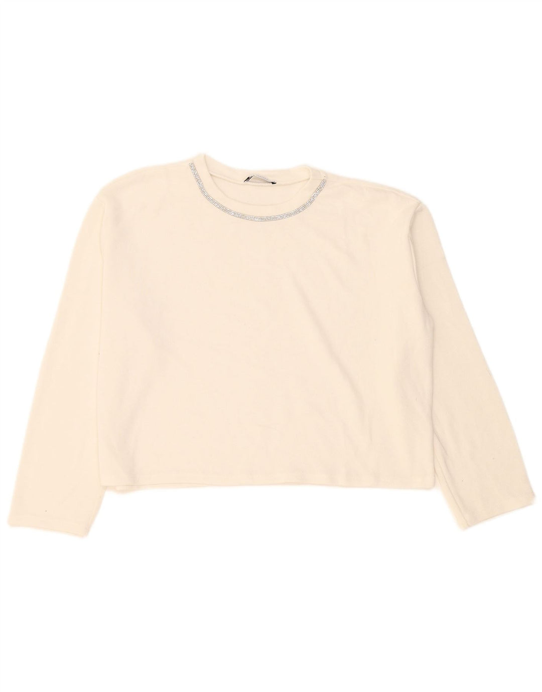 Zara Womens Crop Oversized Top Langærmet UK 14 Medium White