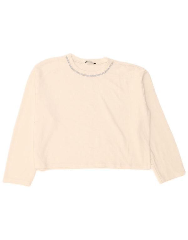 Zara Womens Crop Oversized Top Langærmet UK 14 Medium White