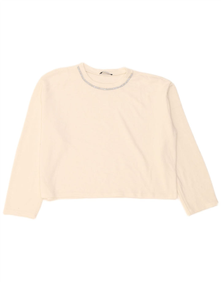 Zara Womens Crop Oversized Top Langærmet UK 14 Medium White