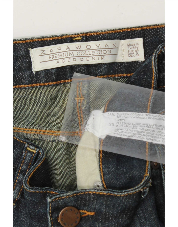 Zara Dame Distressed Slim Jeans EU 40 Medium W30 L31 Marineblå Bomuld