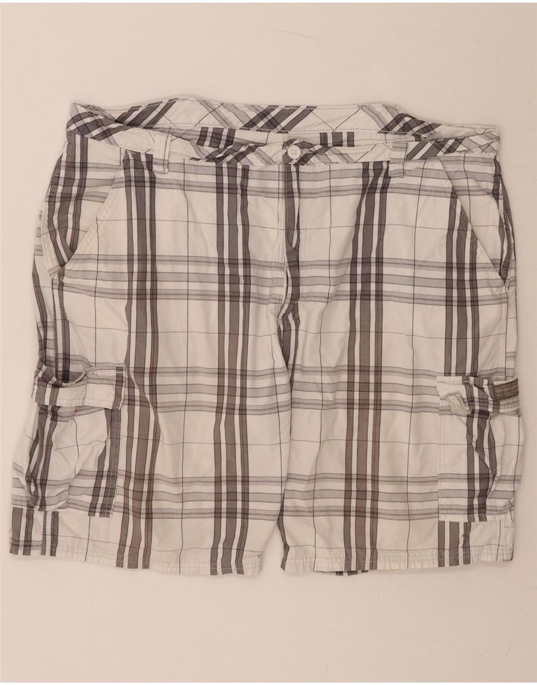 WRANGLER Mens Cargo Shorts W42 2XL Grey Check Cotton Vintage Wrangler and Second-Hand Wrangler from Messina Hembry 