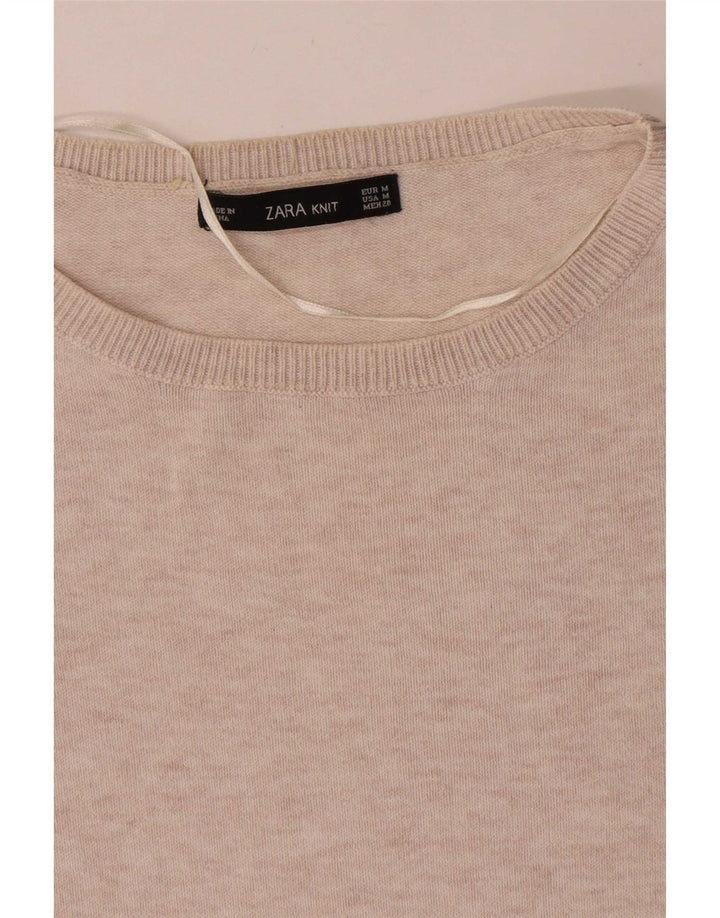 Zara Dame Oversized Boat Neck Jumper Sweater UK 14 Medium Beige