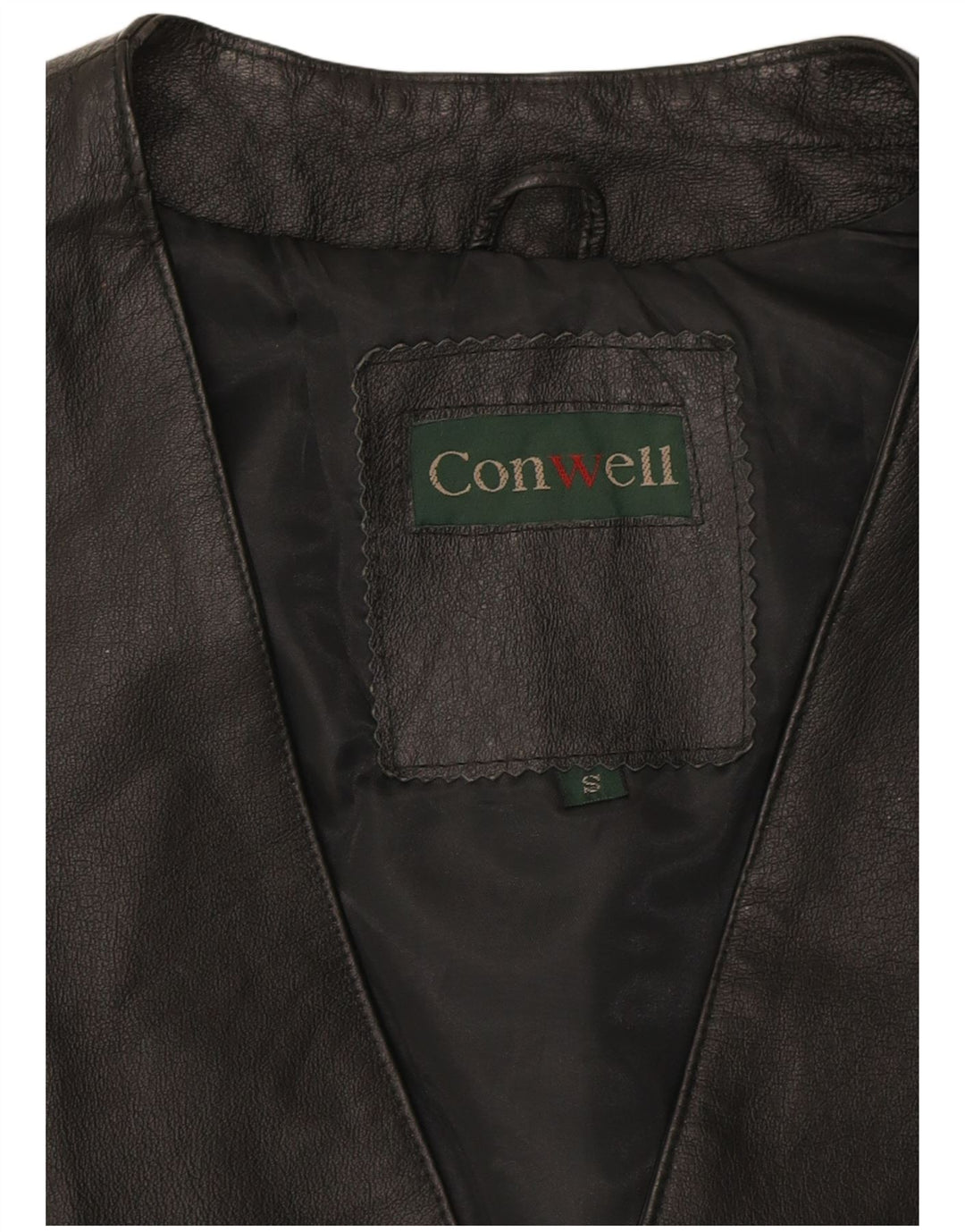 CONWELL Mens Leather Waistcoat Small Black Leather