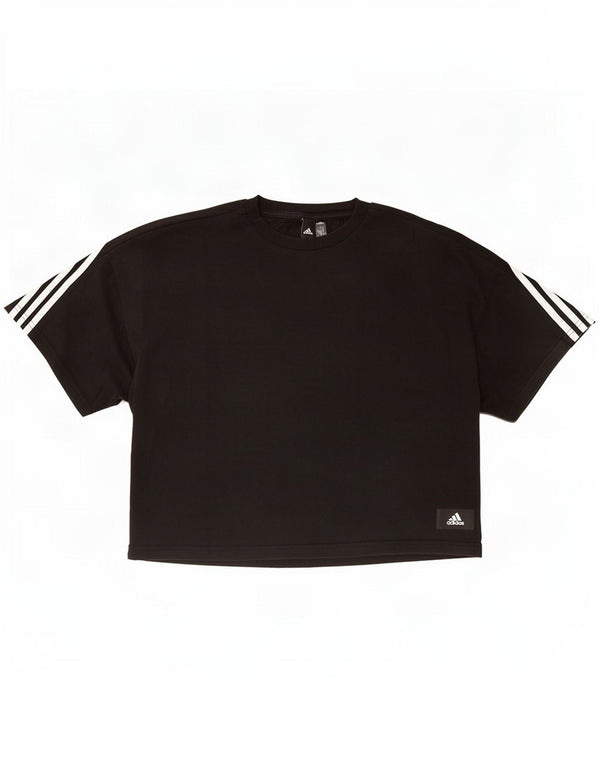Adidas Womens Crop T-Shirt Top UK 12/14 Medium Black Bomuld