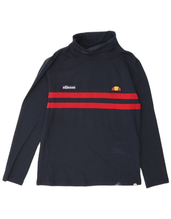 Ellesse Dame Top Langærmet UK 16 Large Navy Blue Colourblock Bomuld