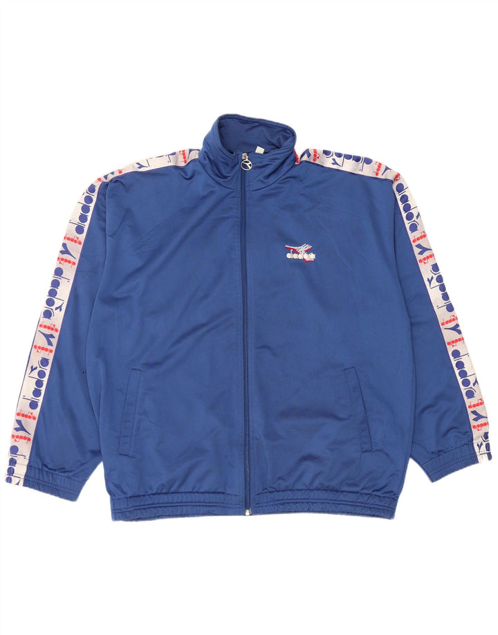 DIADORA Herre grafisk træningsdragt Topjakke UK 44 XL Blå Polyester