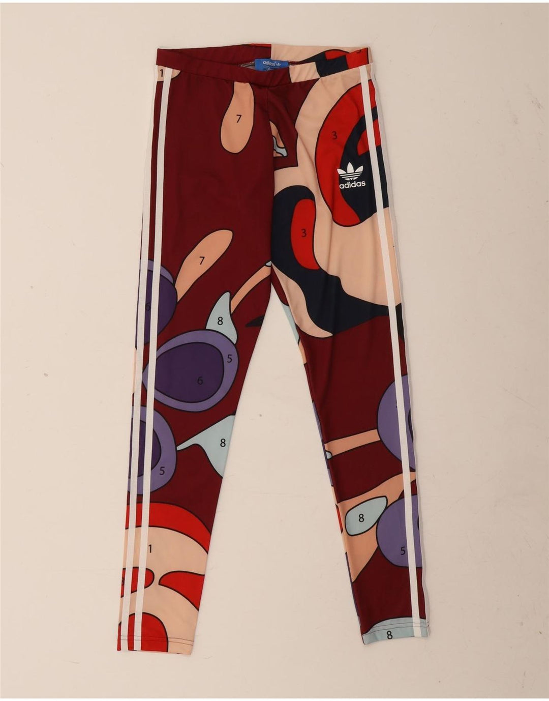 Adidas Kvinder Rita Ora abstrakt mønster Leggings UK 10 Small Burgundy
