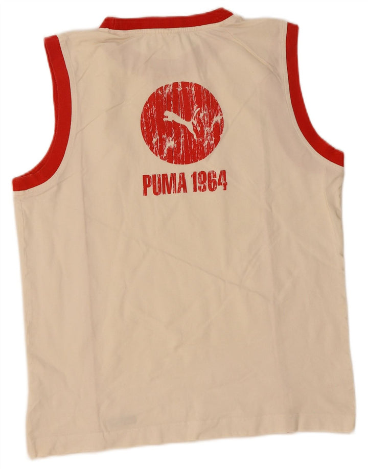 PUMA Womens Graphic Vest Top UK 16 Large Beige Colourblock