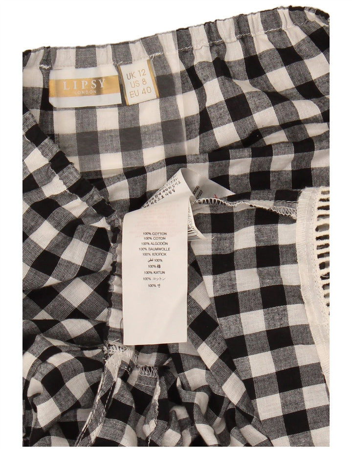 LIPSY Womens Halter Ruffle Playsuit UK 12 Medium  Black Check Cotton