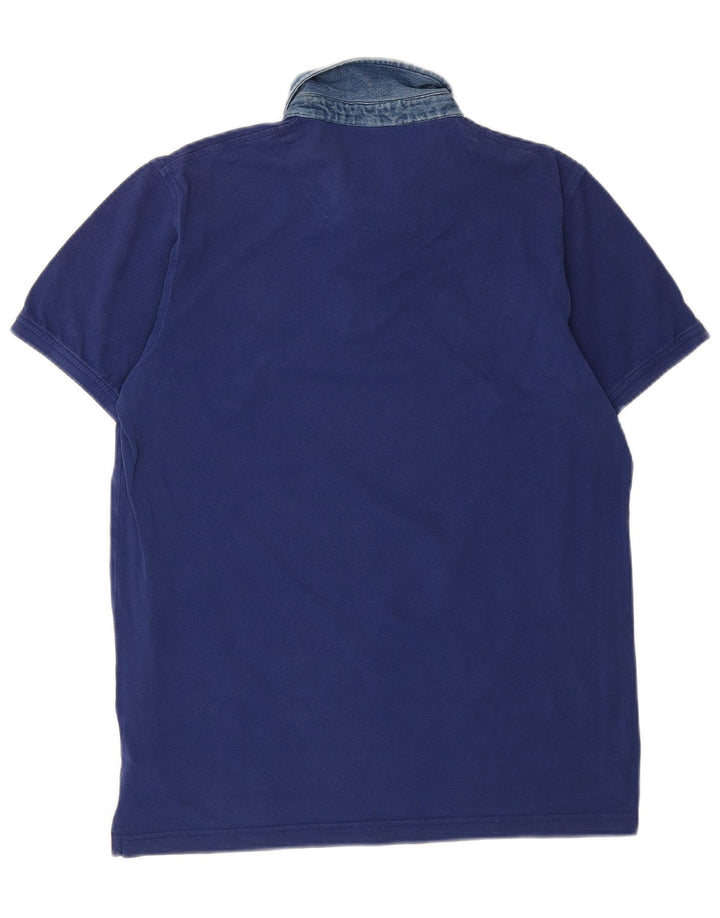 HARMONT & BLAINE Mens Polo Shirt Large Navy Blue Cotton