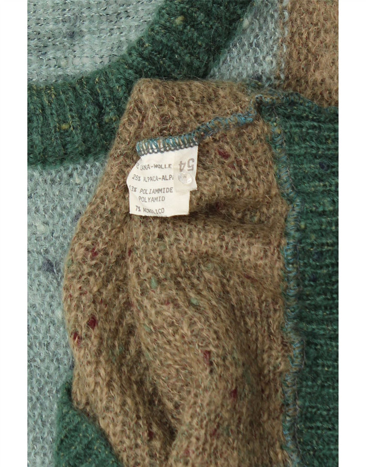 Vintage sweater med rund hals til mænd IT 54 XL flerfarvet flækket uld