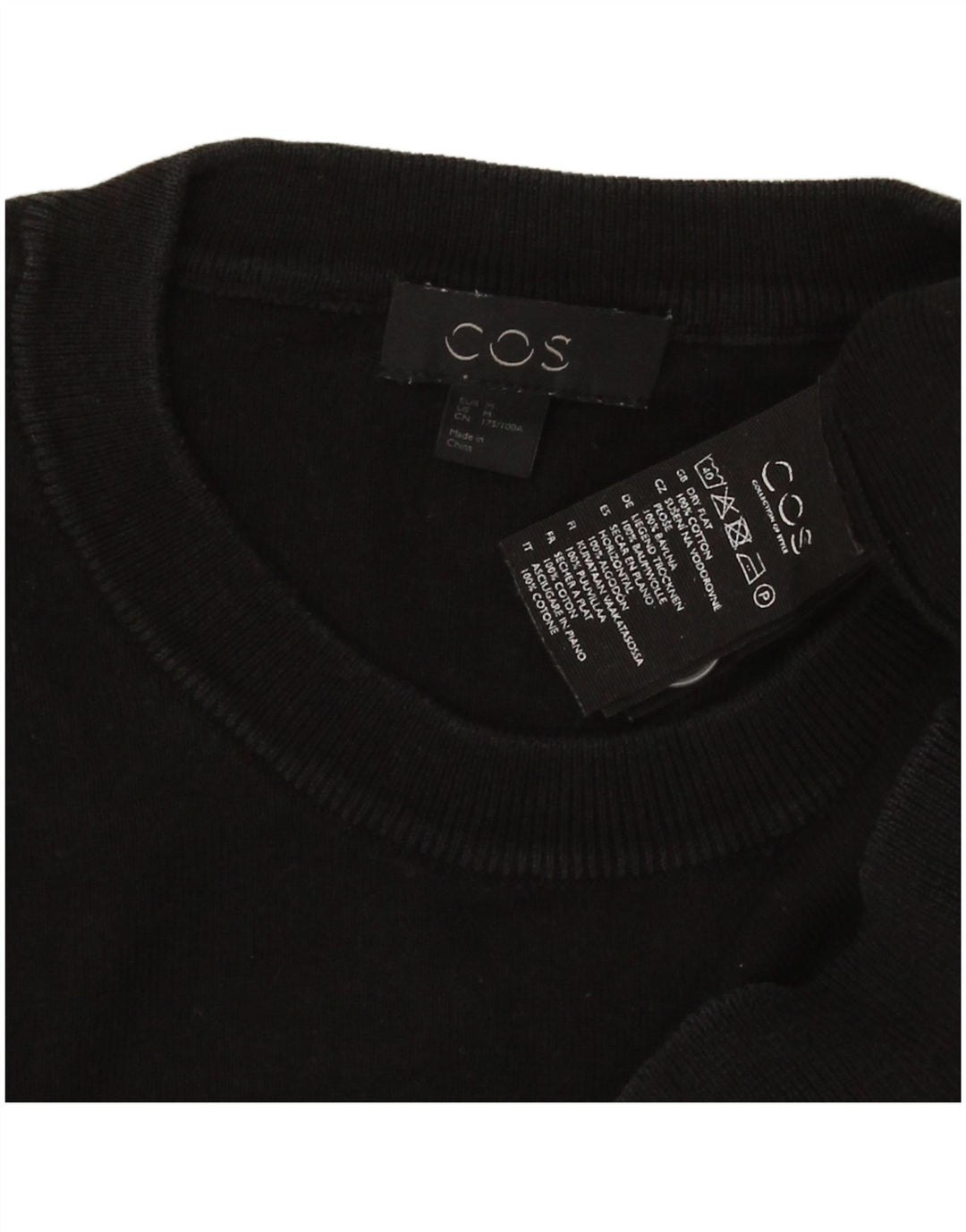 Cos Herre sweater med rund hals, medium sort bomuld