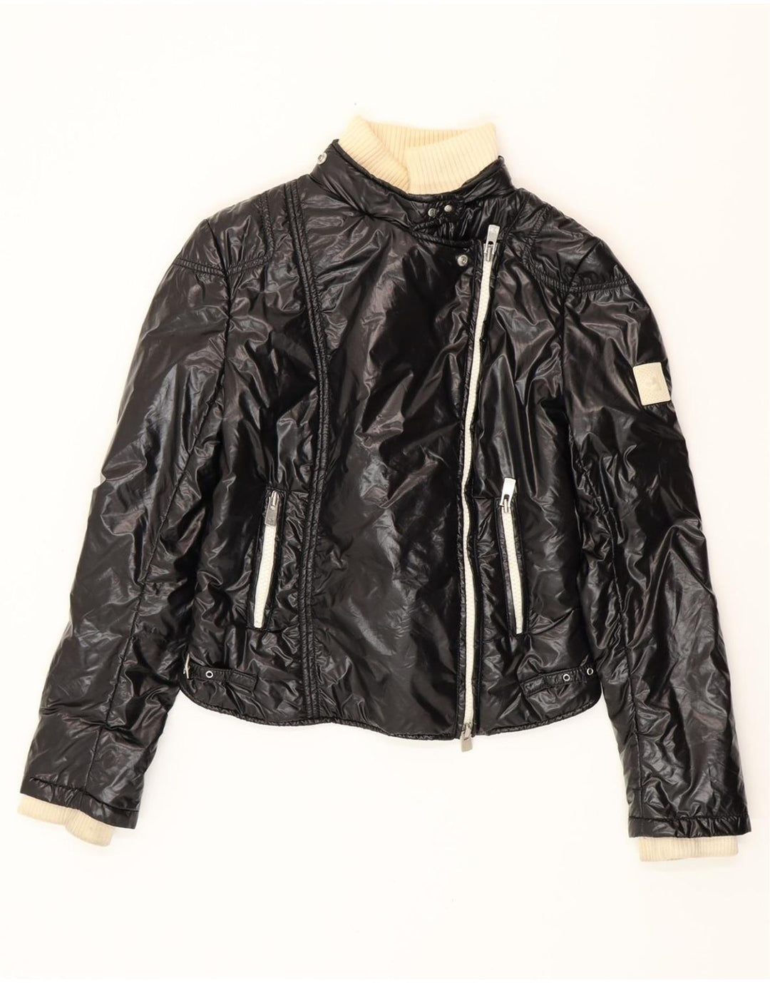 MONTECORE Dame Crop Polstret Jakke IT 42 Medium Sort Polyamid