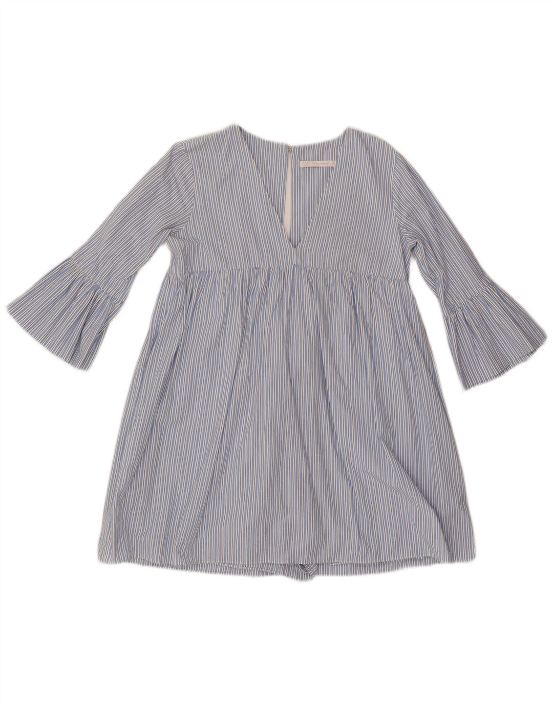 ZARA Dame 3/4 ærmet Playsuit UK 10 Lille blå stribet