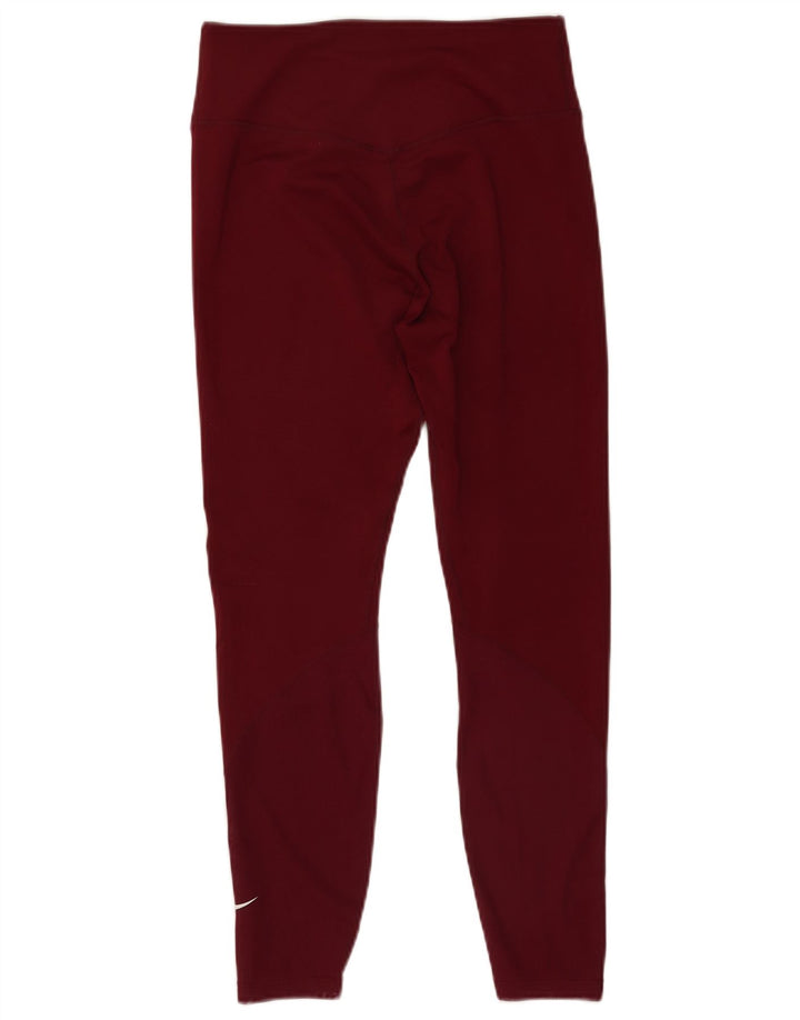 Nike Dame Dri Fit Leggings UK 12 Medium Burgundy Polyester