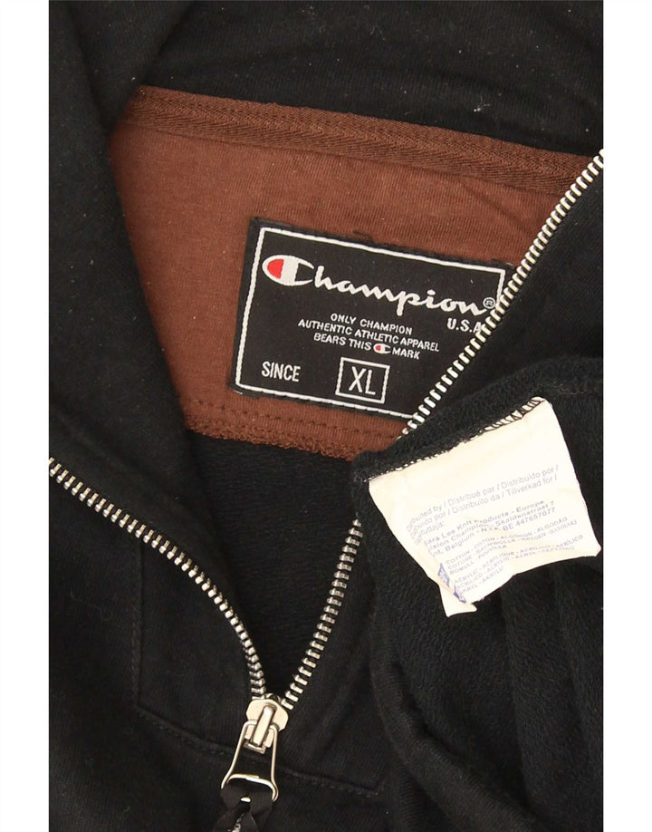 Champion Herre Zip Neck Sweatshirt Jumper XL Sort Bomuld
