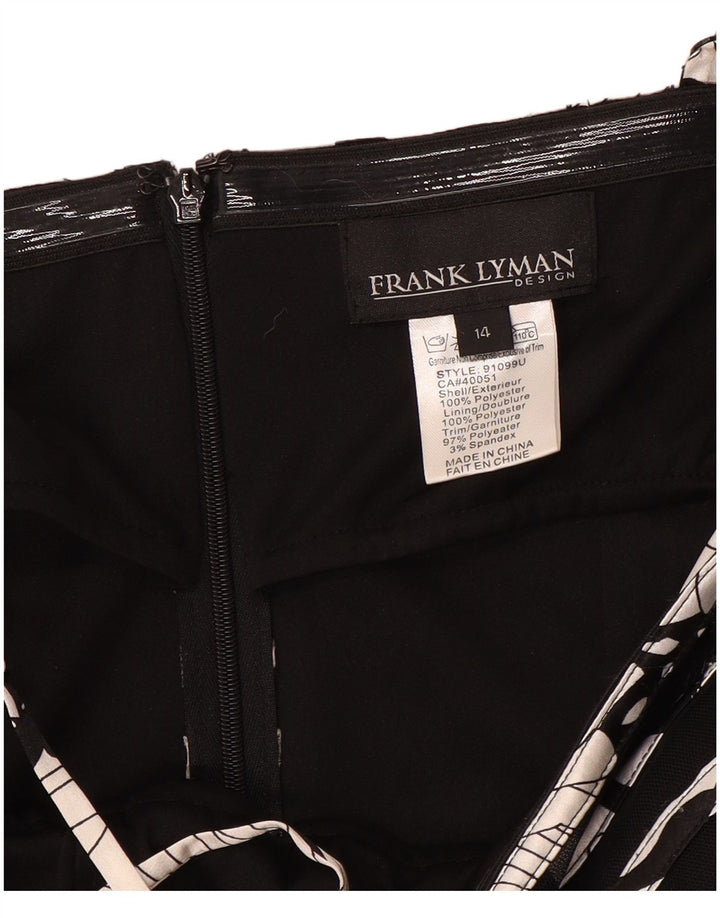 FRANK LYMAN Dame Slip Dress UK 14 Medium Sort Stribet Polyester