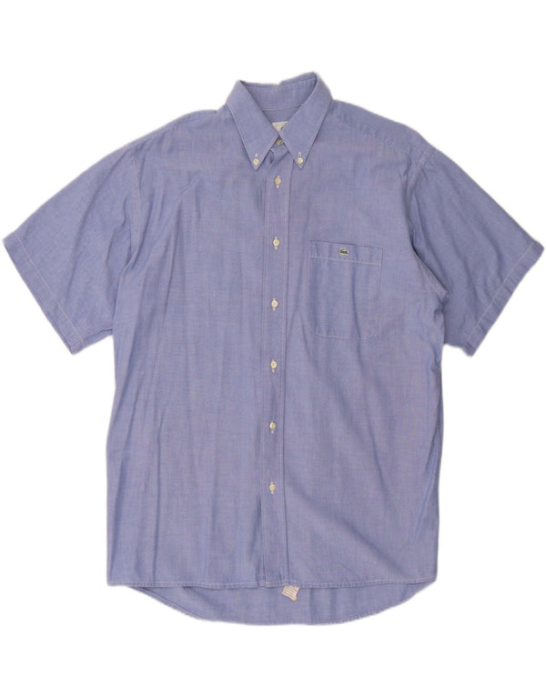 Lacoste Kortærmet Herreskjorte Størrelse 42 Stor Blå Bomuld