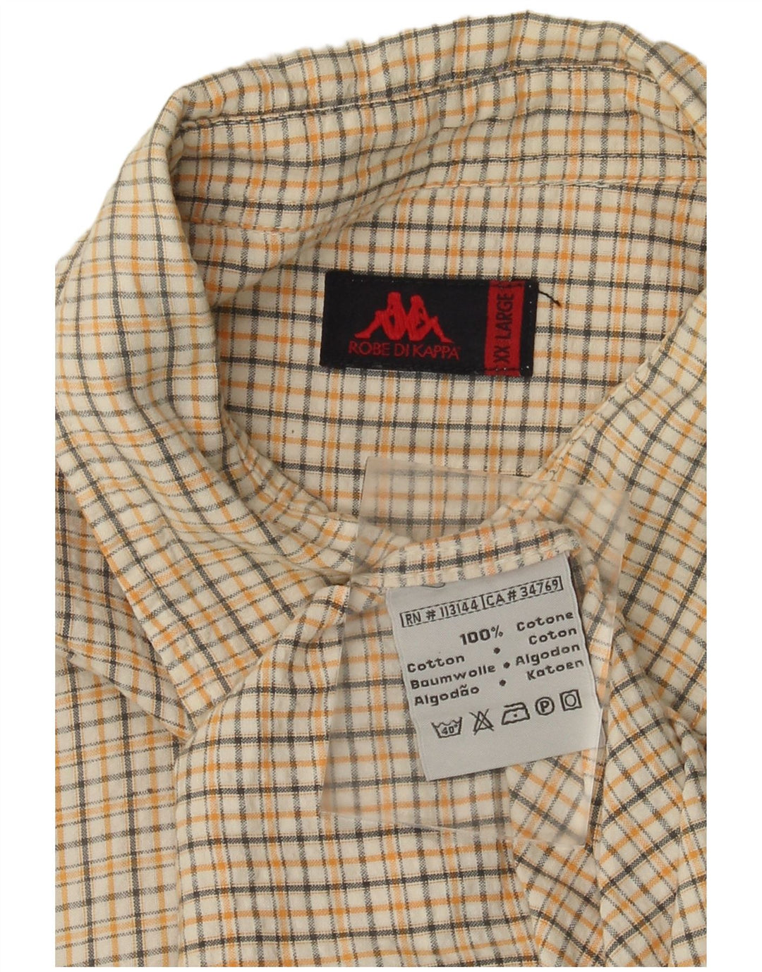 KAPPA kortærmet herreskjorte 2XL hvid ternet bomuld