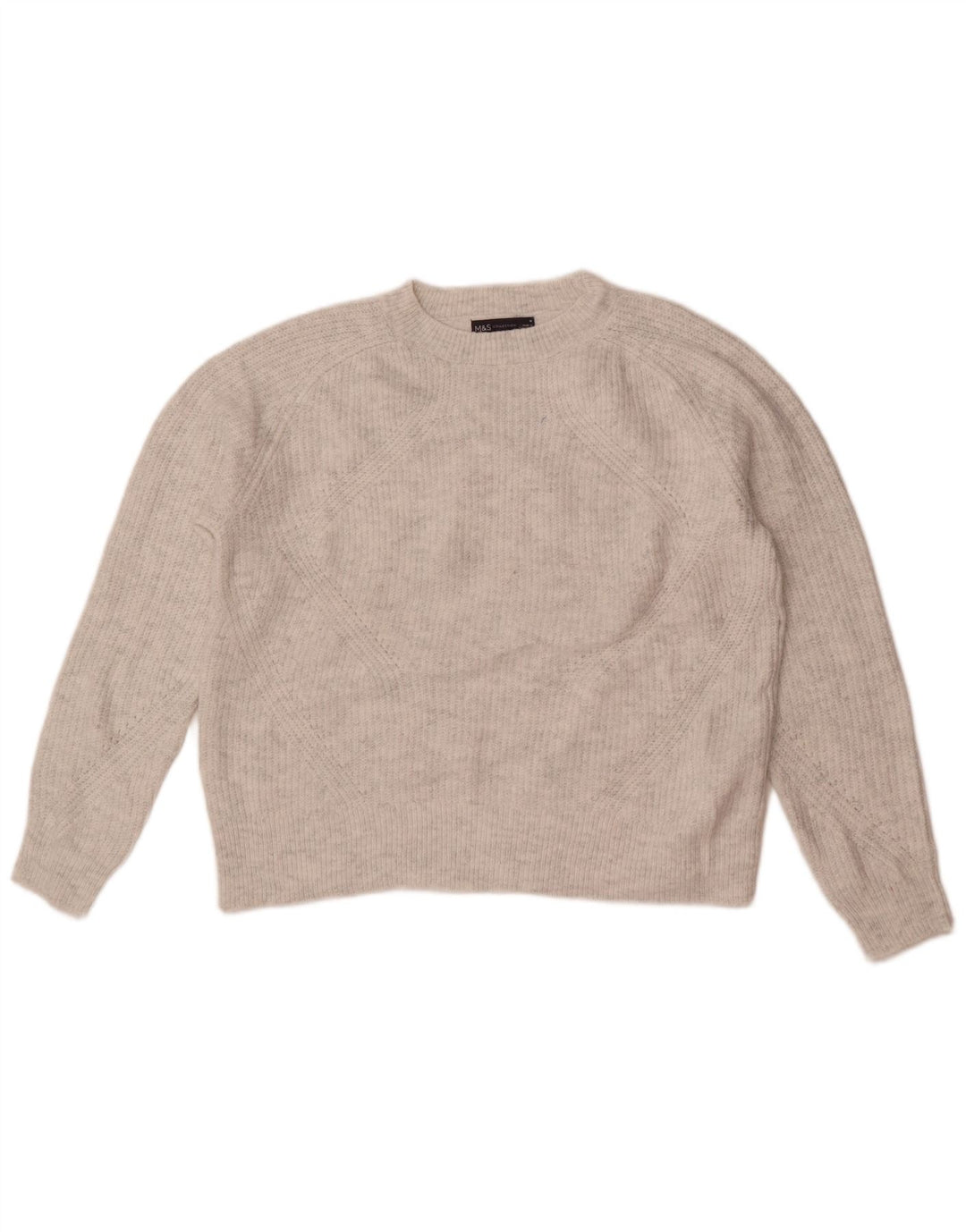 Marks & Spencer Dame sweater med rund hals DK 14 Medium Grå Akryl