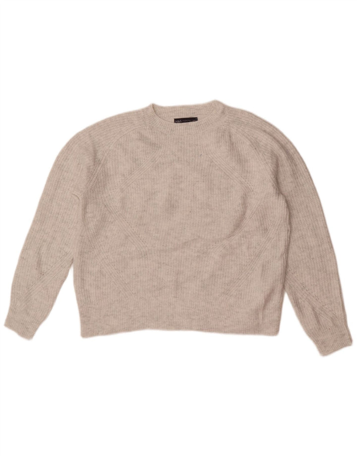 Marks & Spencer Dame sweater med rund hals DK 14 Medium Grå Akryl