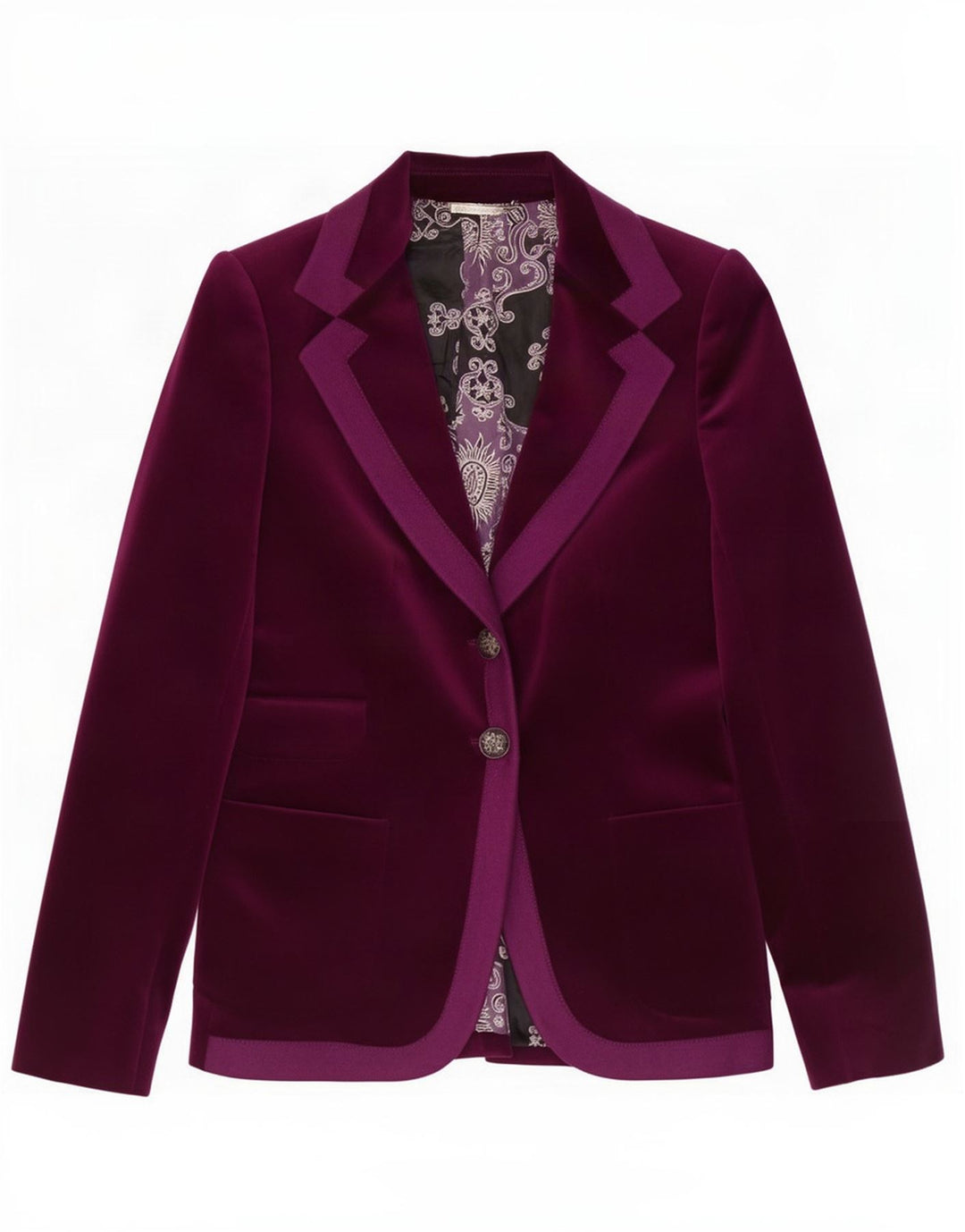 Massimo Dutti Dame 2 Button Velvet Blazer Jacket EU 36 XS Maroon Bomuld