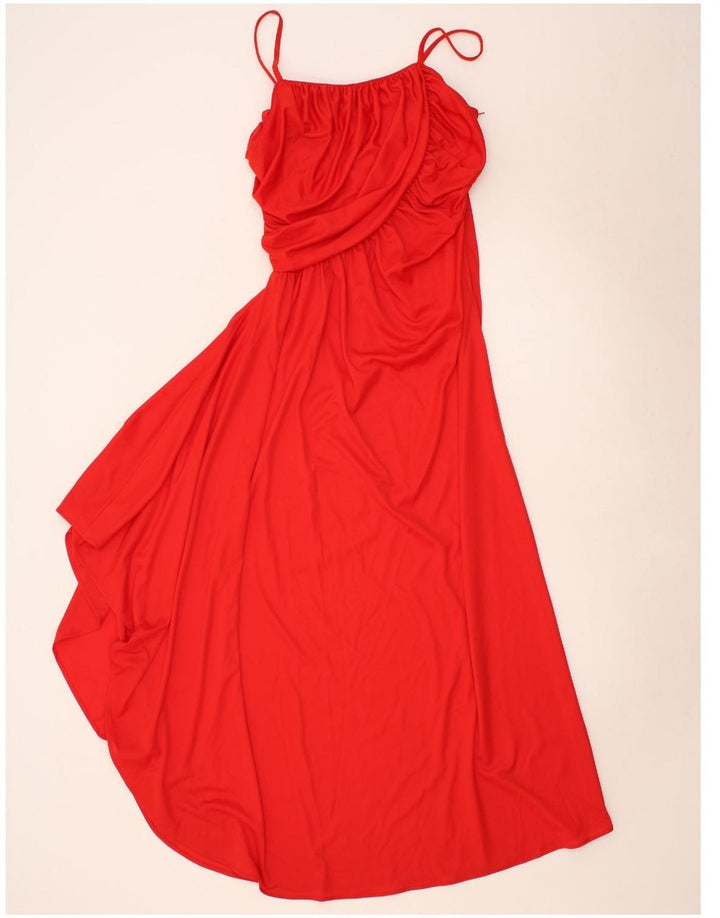 VINTAGE Womens Sleeveless Maxi Dress IT 42 Medium Red Polyester Vintage Vintage and Second-Hand Vintage from Messina Hembry 