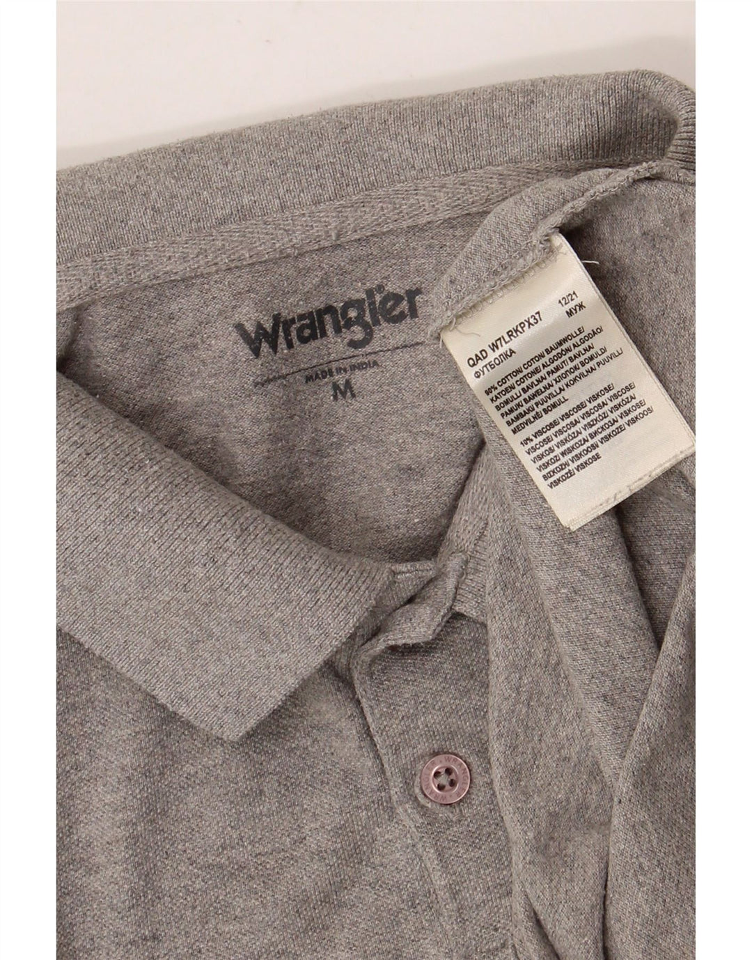 WRANGLER Poloskjorte til mænd, mellemgrå, flækket bomuld