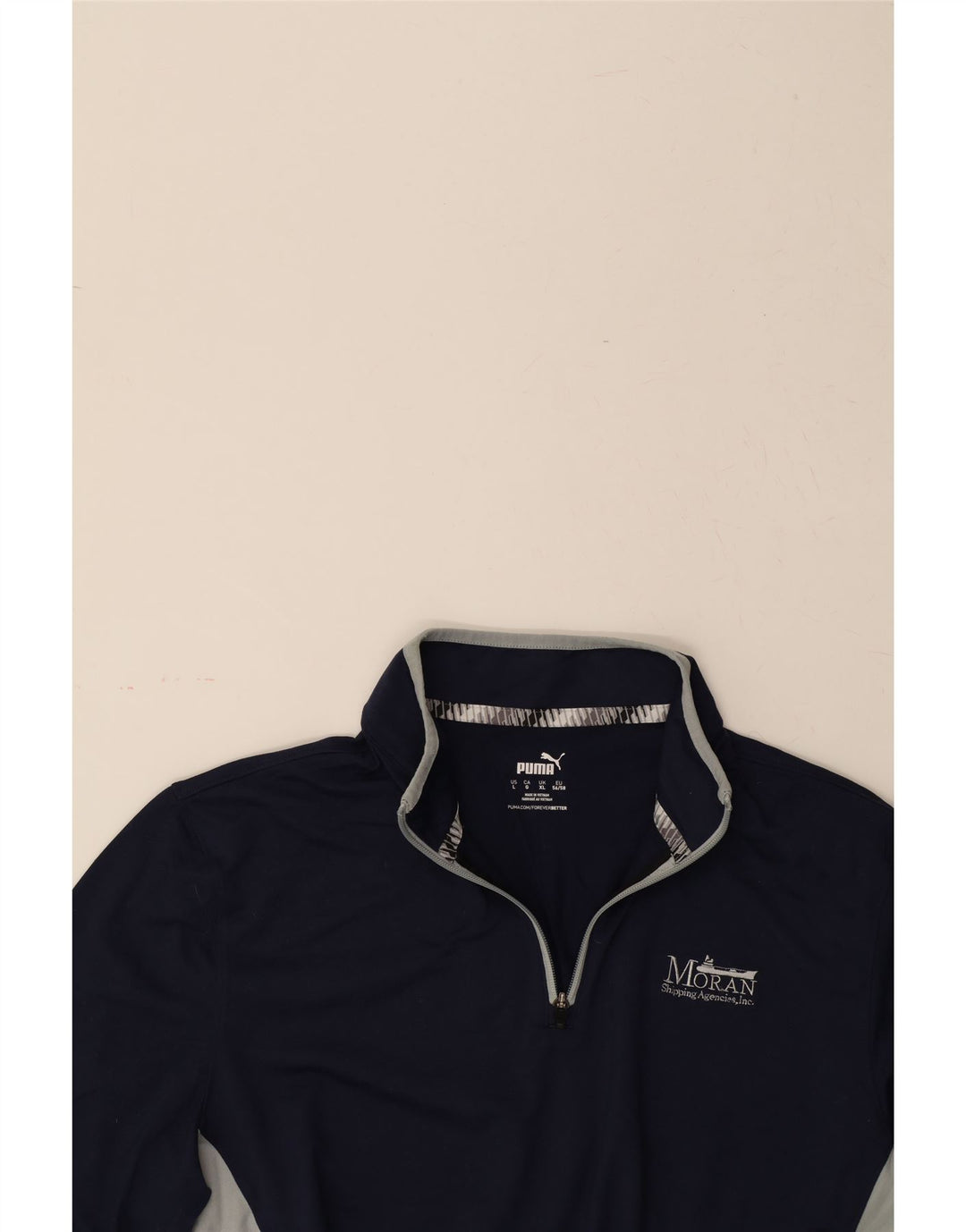 PUMA Mens Zip Neck Pullover Tracksuit Top XL Navy Blue Colourblock Vintage Puma and Second-Hand Puma from Messina Hembry 