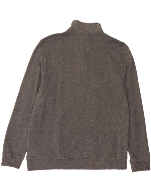 IZOD Mens Zip Neck Sweatshirt Jumper Large Grey Cotton