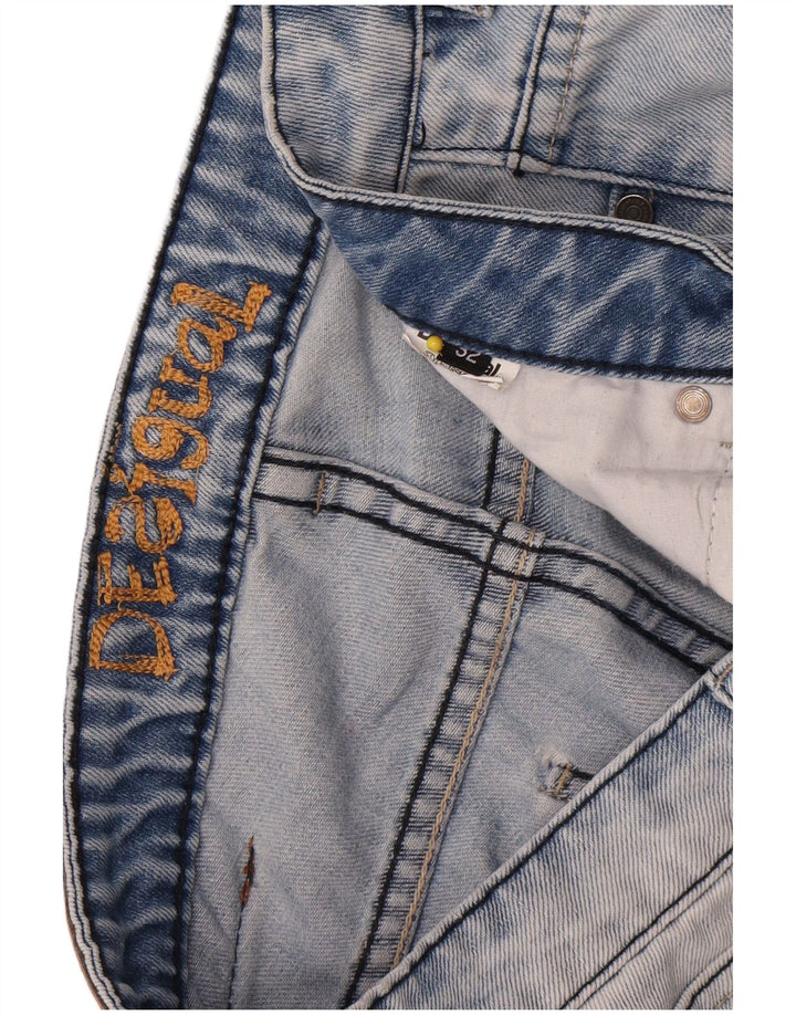 Desigual Herre Distressed Denim Shorts W32 Medium Blue