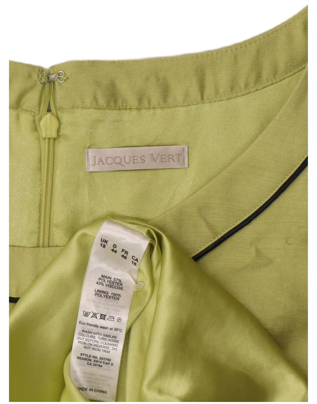 Jacques Vert Kvinders Ærmeløs Skede Kjole UK 18 XL Grøn Polyester