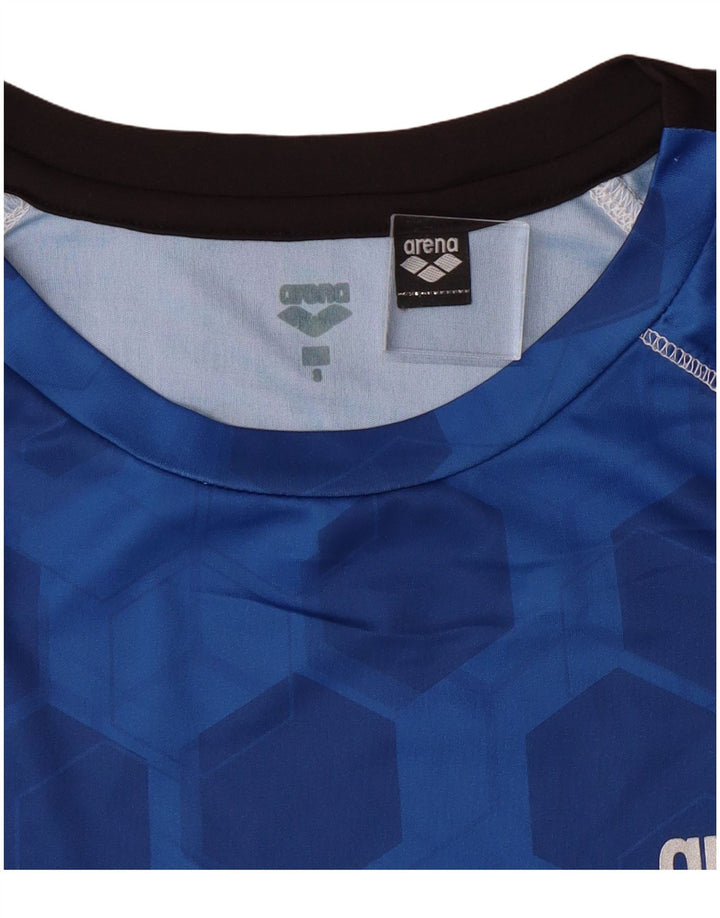 ARENA Mens Graphic T-Shirt Top Small Blue Geometric