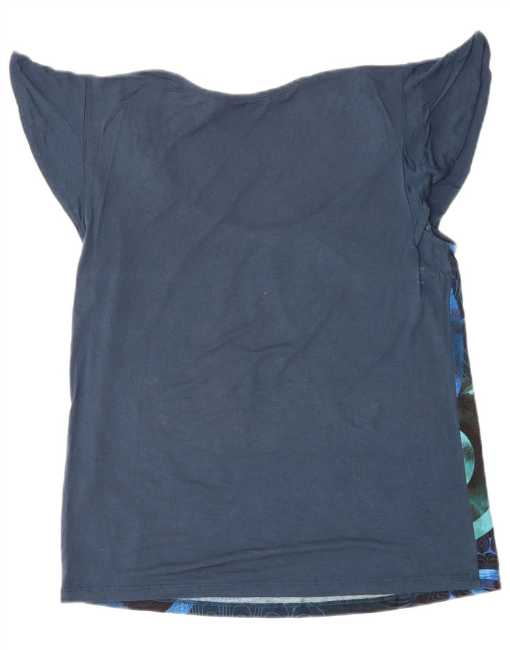 DESIGUAL Dame Bluse Top UK 14 Medium Navy Blue Floral
