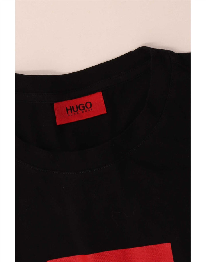 Hugo Boss Herre Grafisk T-Shirt Top Stor Sort Colourblock
