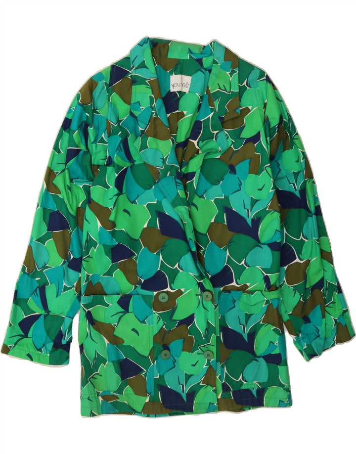 VINTAGE Womens Double Breasted Blazer Jacket IT 40 Small Green Floral Vintage Vintage and Second-Hand Vintage from Messina Hembry 
