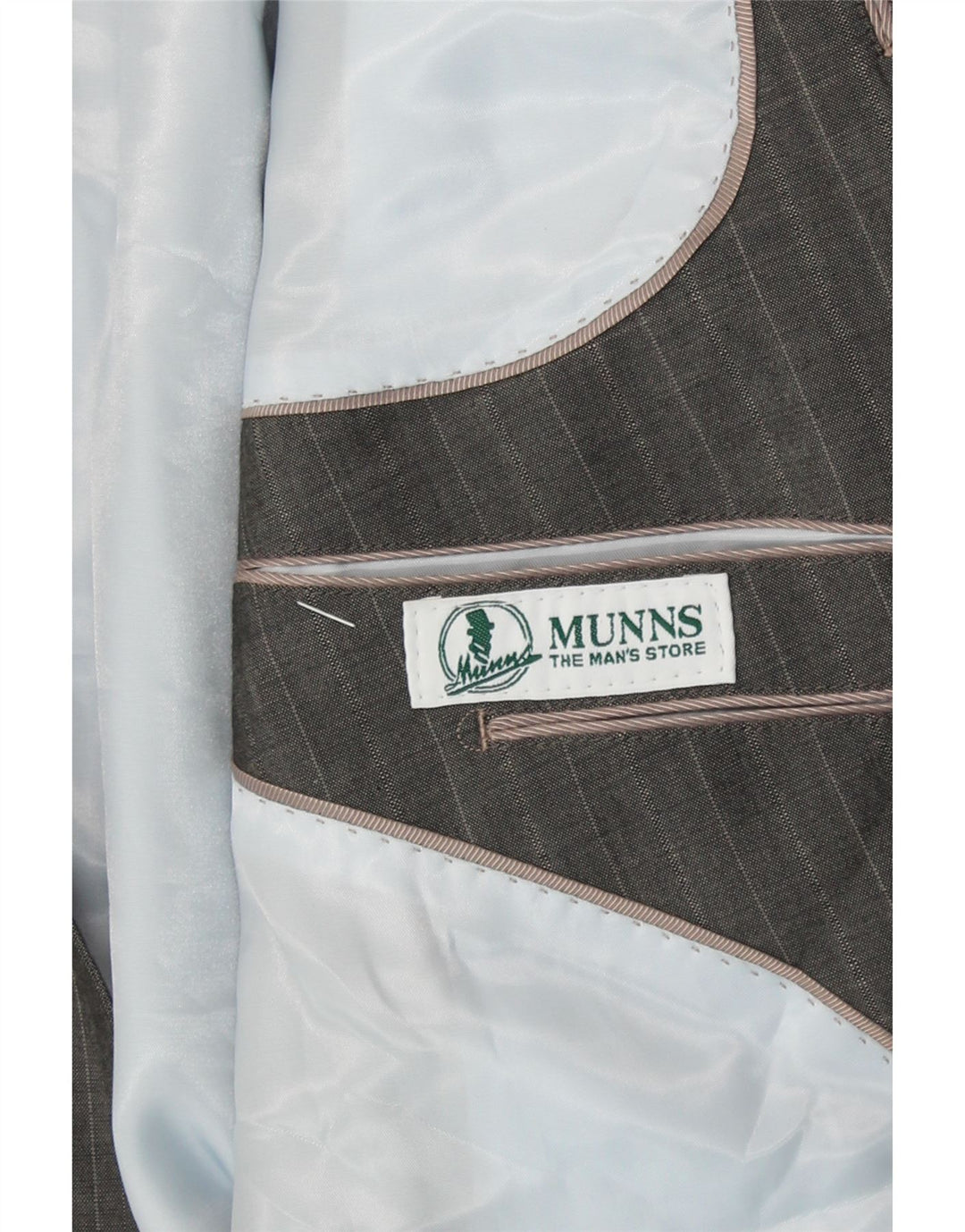 VINTAGE Mens 2 Button Blazer Jacket UK 40 Large Grey Striped Wool Vintage Vintage and Second-Hand Vintage from Messina Hembry 