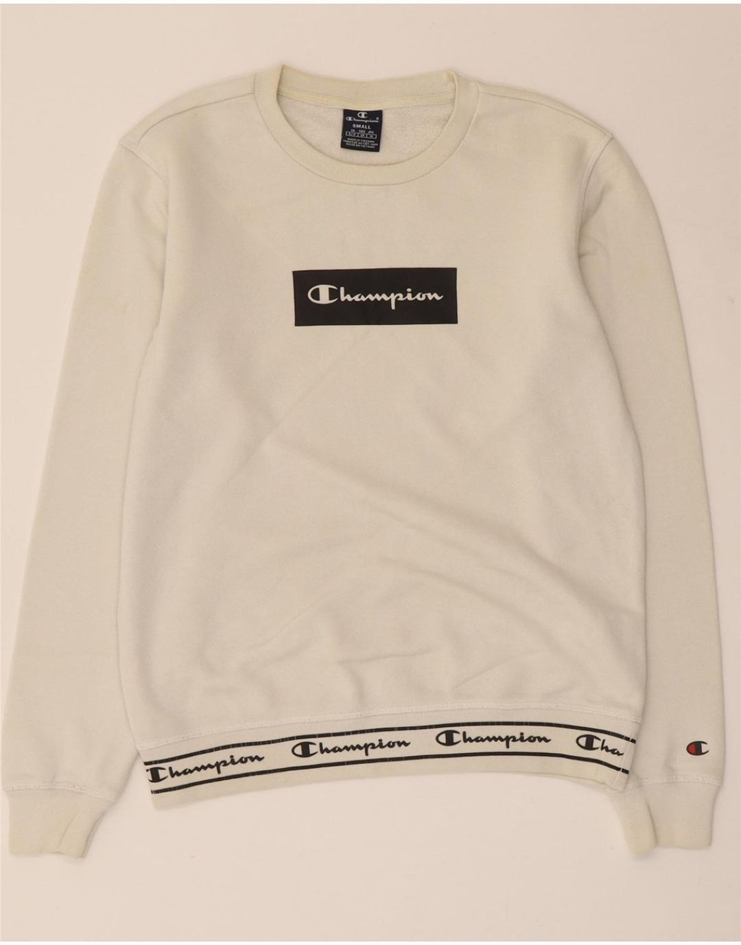 CHAMPION Grafisk sweatshirt til mænd, lille hvid bomuld