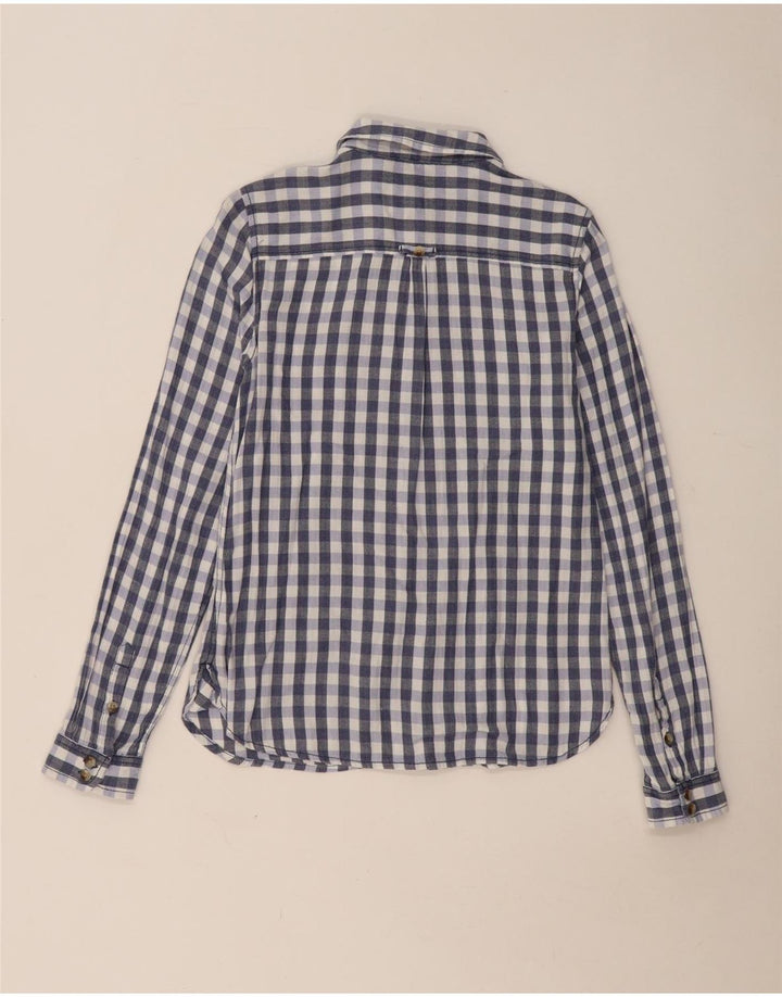 Fat Face Dame Classic Fit Flanell Shirt UK 12 Medium Navy Blue Gingham