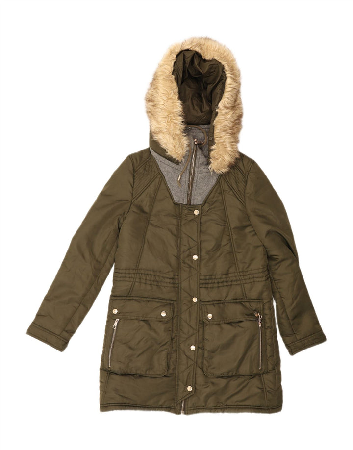 ZARA Womens Oversized Hooded Padded Coat UK 6 XS Green Vintage Zara and Second-Hand Zara from Messina Hembry 