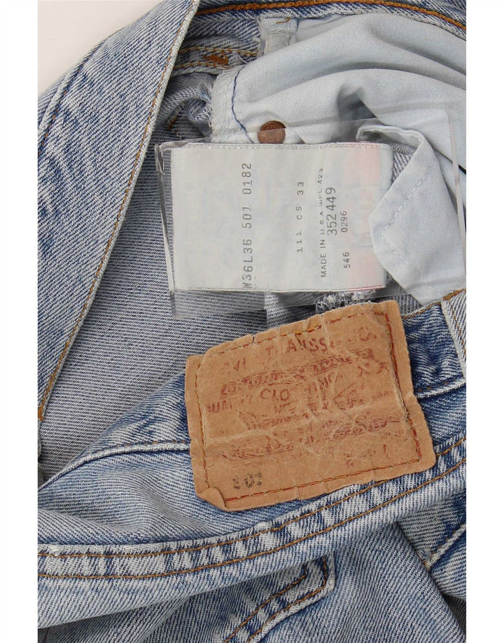Levi's Herre 501 Distressed Straight Jeans W36 L28 Blå Bomuld