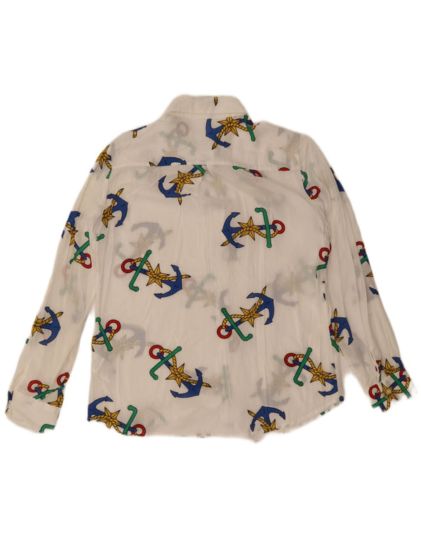 Benetton kvinders abstrakt mønster skjorte UK 16 Large White Modal