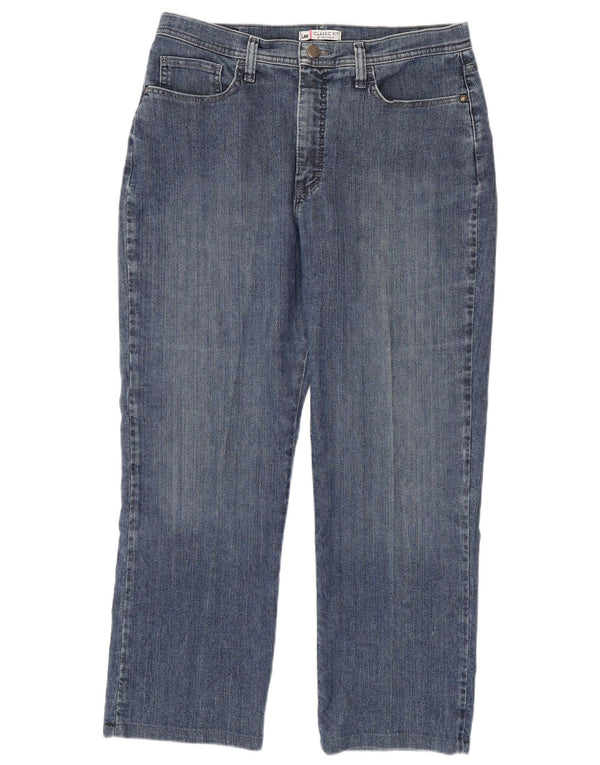 Lee Womens High Waist Classic Fit Straight Jeans US 14 XL W34 L27 Blue