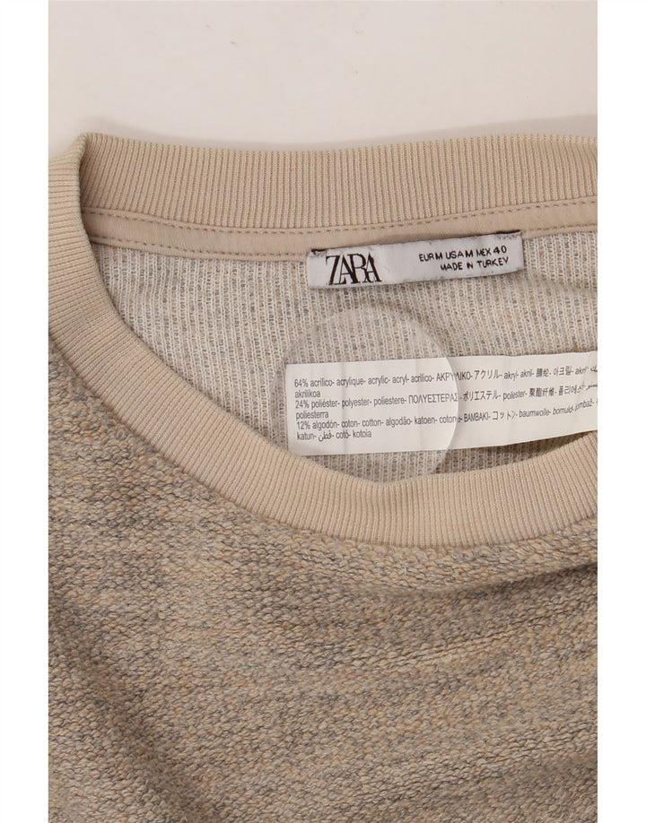 ZARA Dame sweatshirt i overstørrelse UK 14 Medium Grey Flecked Acryl